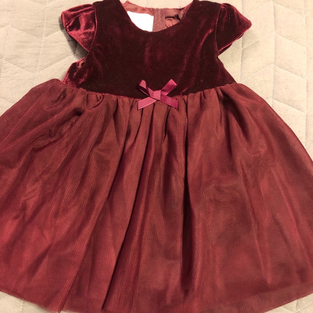 New little burgundy dress for baby girl